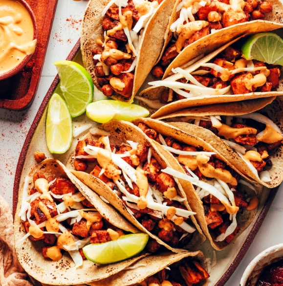 Smoky Vegan Chickpea & Sweet Potato Tacos