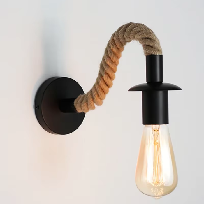 Retro Hemp Rope Wall Lamp with E27 Iron Holder for Indoor Use - Ideal for Aisle, Entrance, Corridor, and Bedside Lighting (AC 90-265V) - Image 4