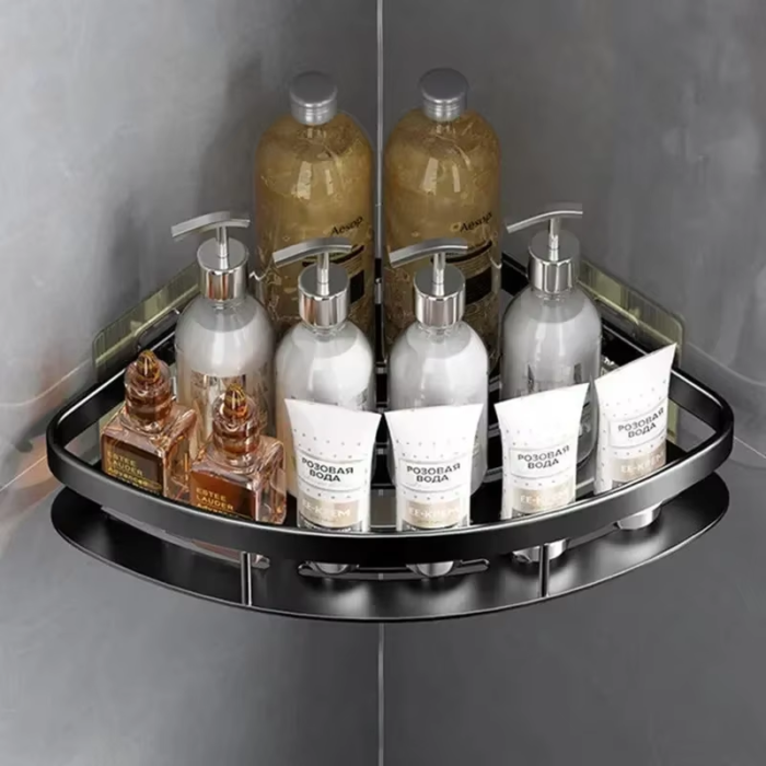 Storage Organizer Shower Shelf Bathroom Shelf Aluminum Alloy Shampoo Rack Makeup Bathroom Accessories No Drill Wall Corner Shelf - Image 4