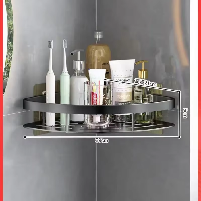 Storage Organizer Shower Shelf Bathroom Shelf Aluminum Alloy Shampoo Rack Makeup Bathroom Accessories No Drill Wall Corner Shelf - Image 6